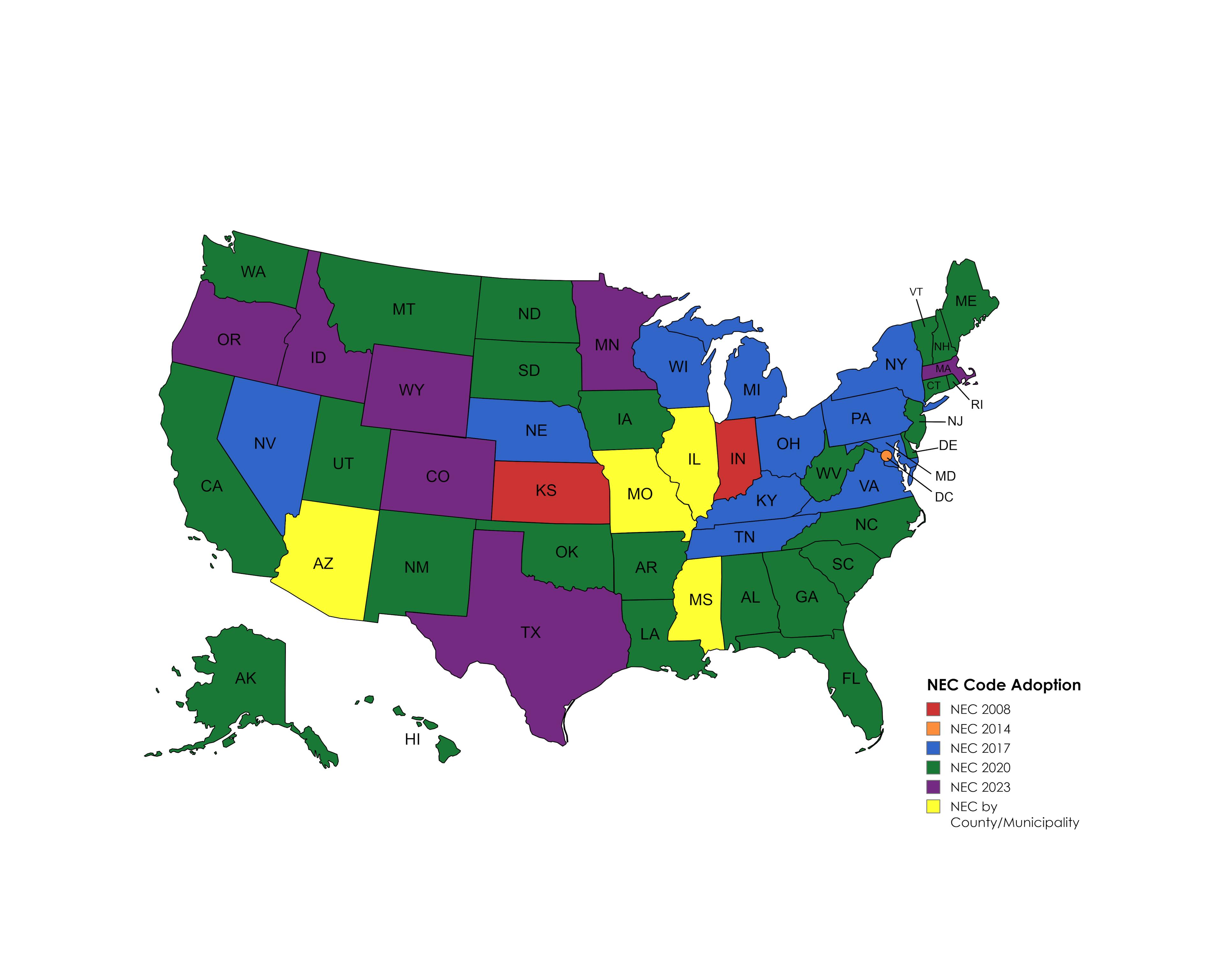 Image for NEC Map by State: 1/1/24