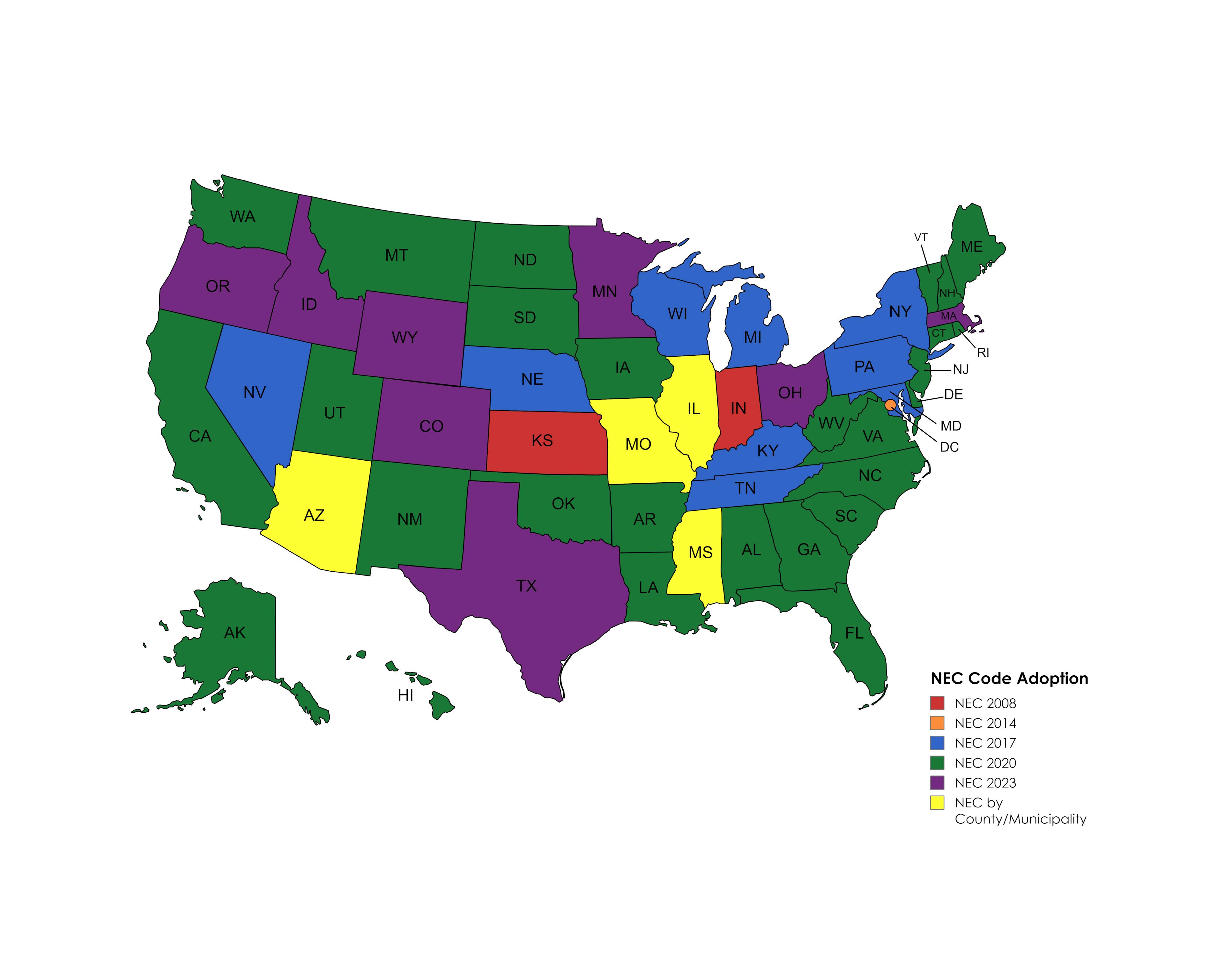 Image for NEC Map by State: 3/1/24