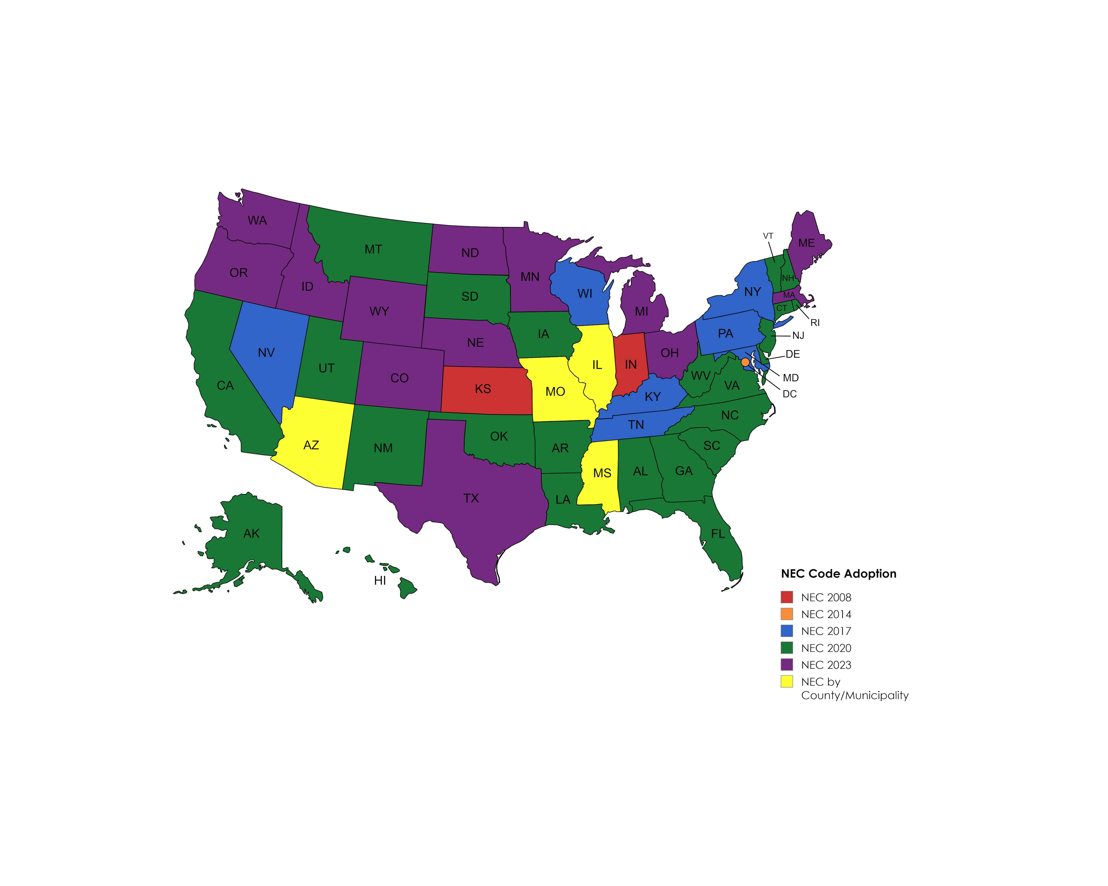 Image for NEC Map by State: 8/1/24